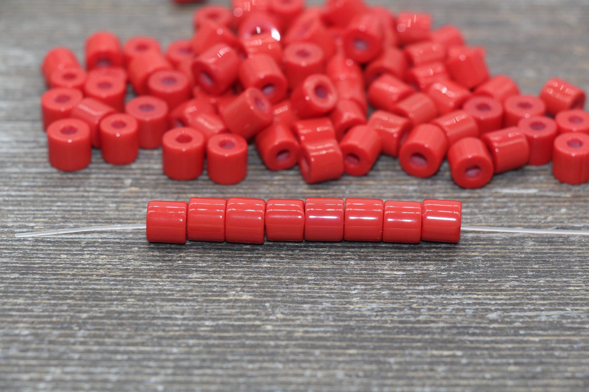 7mm Glass Seed Beads, Red Glass Beads, Slider Glass Beads, Roller Beads, Bead for Bracelet, Beading Supplies #2350
