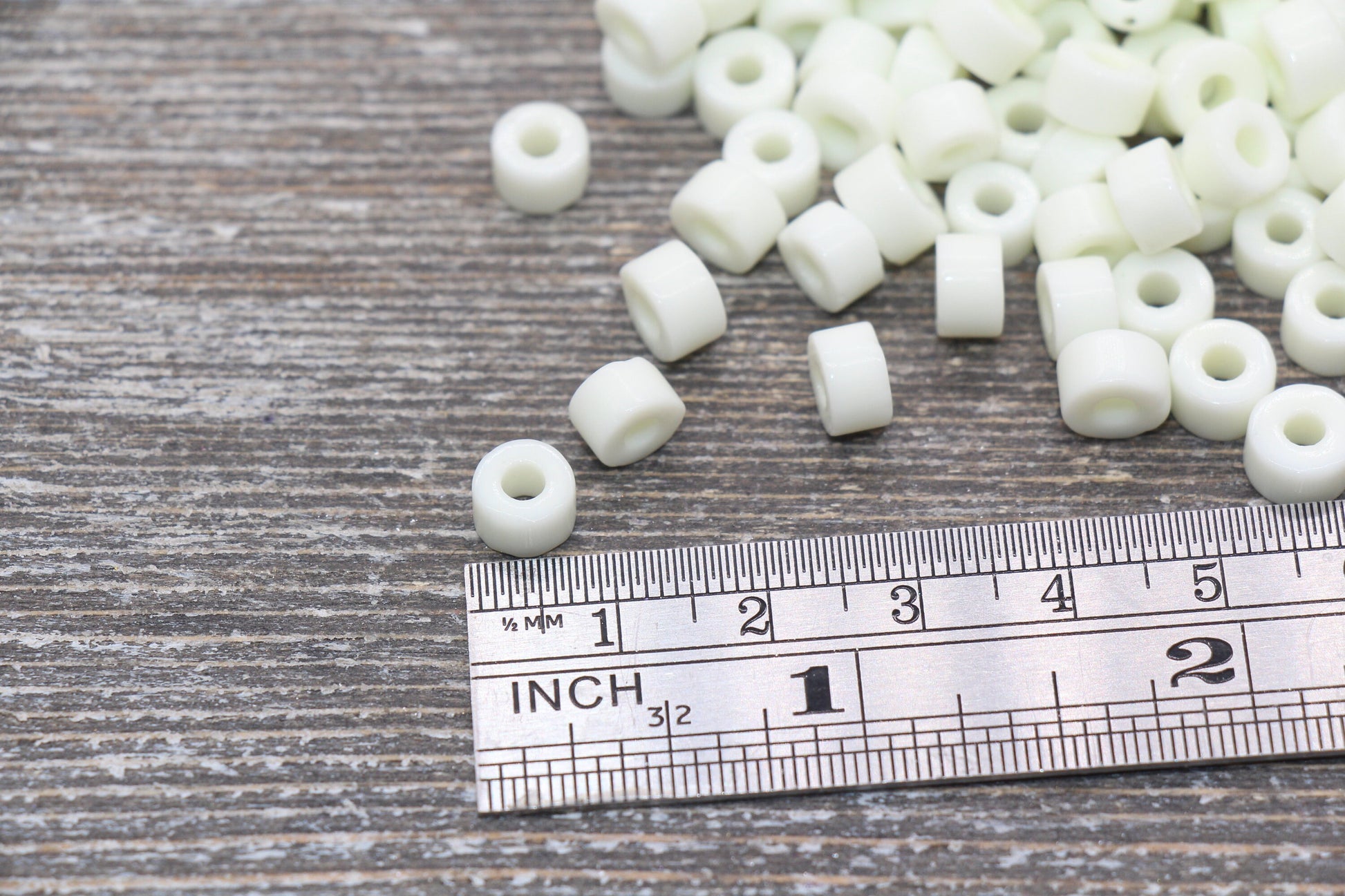 7mm Glass Seed Beads, Off White Glass Beads, Slider Glass Beads, Roller Beads, Bead for Bracelet, Beading Supplies #2351