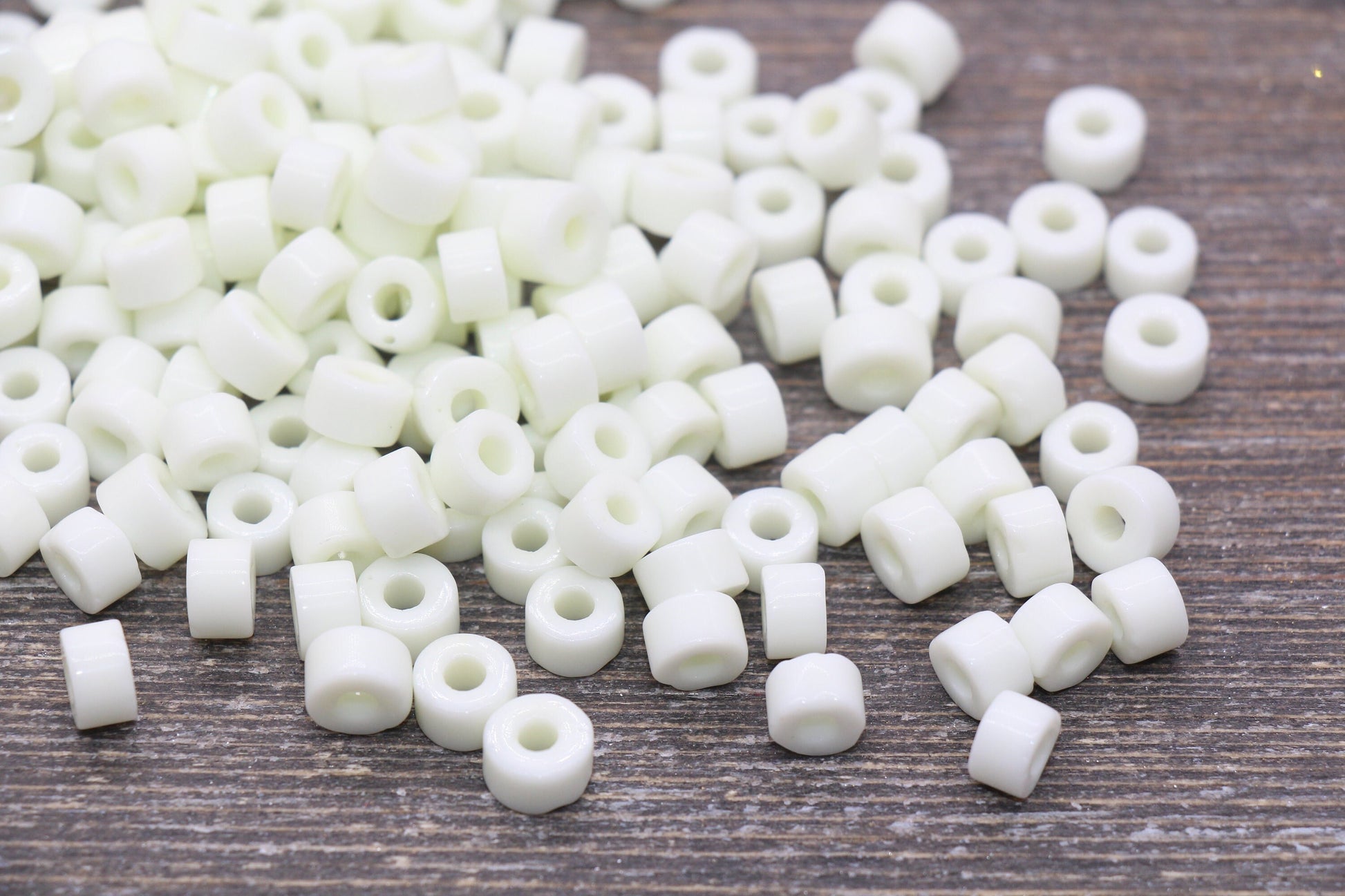7mm Glass Seed Beads, Off White Glass Beads, Slider Glass Beads, Roller Beads, Bead for Bracelet, Beading Supplies #2351