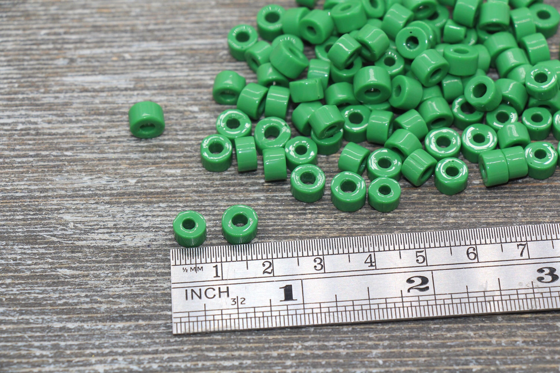 7mm Glass Seed Beads, Green Glass Beads, Slider Glass Beads, Roller Beads, Bead for Bracelet, Beading Supplies #2352