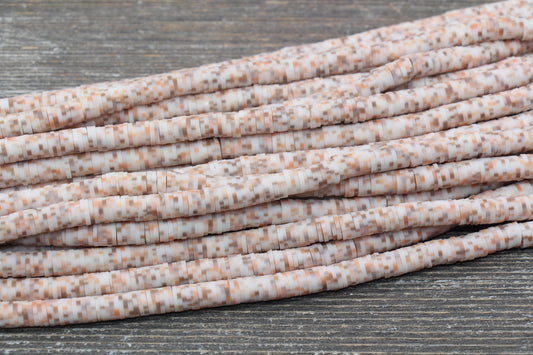 6mm Speckled Heishi Beads, Multicolor Dots Speckled Polymer Clay Disc Beads, African Disc Beads, Vinyl Heishi, 16 inch Strand #344