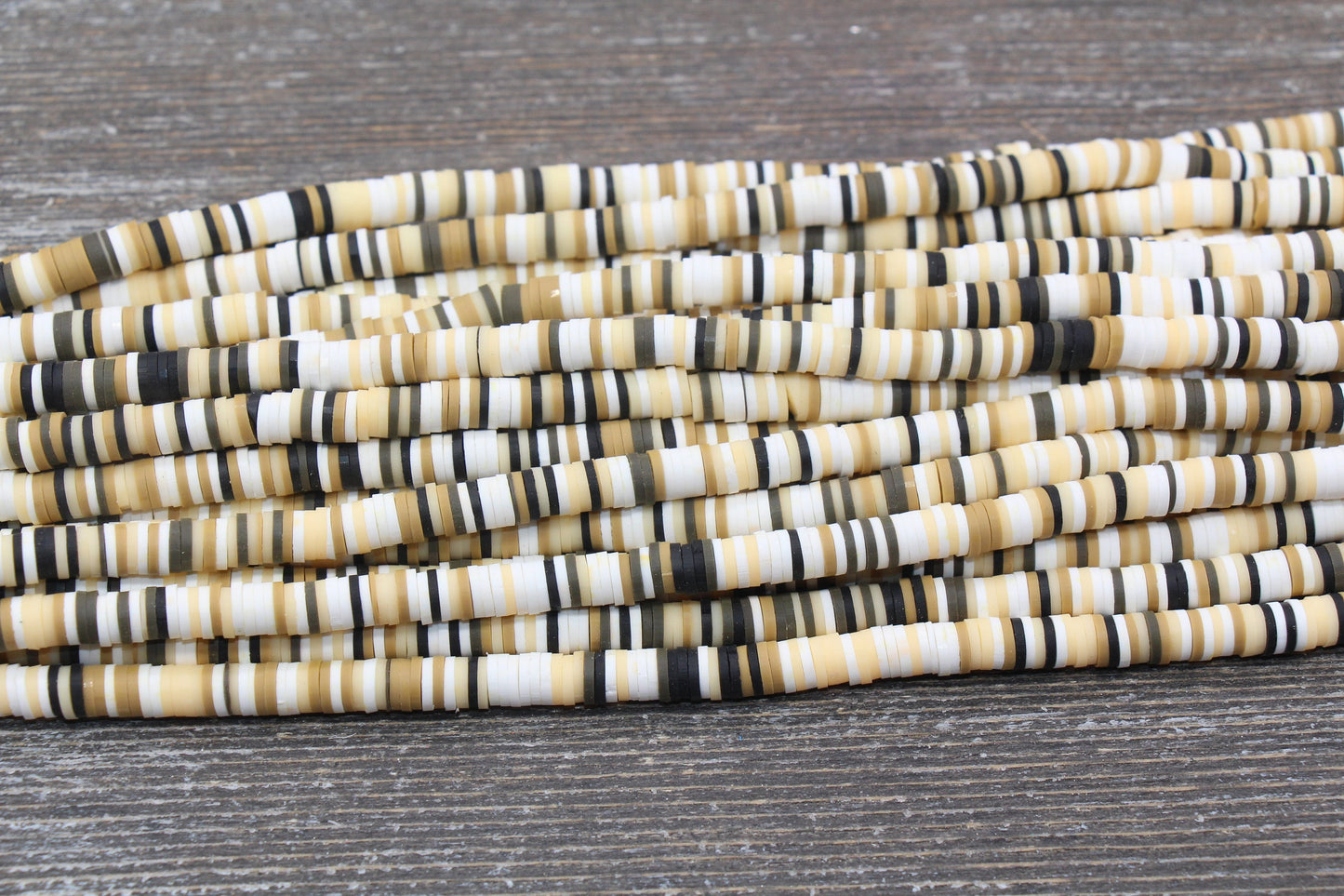 6mm Multicolored Polymer Clay Disc Beads, Brown Mixed Heishi Beads, African Disc Beads, Vinyl Heishi, 16 inch Strand #362