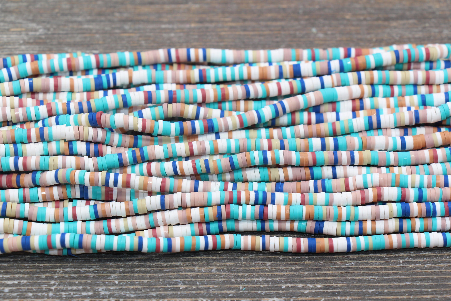 4mm Multicolored Heishi Beads, Multicolored Polymer Clay Disc Beads, African Disc Beads, Vinyl Heishi, 16 inch Strand #378