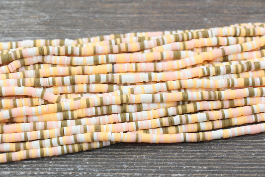 4mm Multicolored Heishi Beads, Multicolored Polymer Clay Disc Beads, African Disc Beads, Vinyl Heishi, 16 inch Strand #379