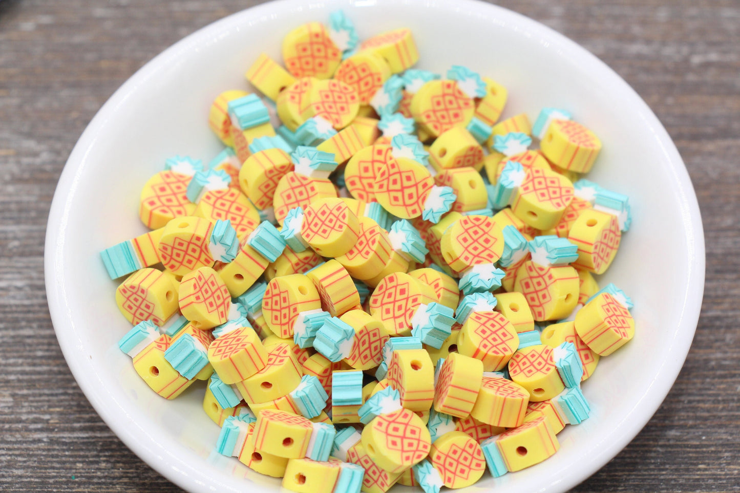 Pineapple Polymer Clay Beads, Fruit Cane Beads, Pineapple Fruit Clay Beads, Jewelry Beads, Bracelet Beads, Loose Polymer Clay Beads #86