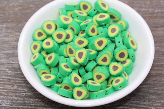 Avocado Polymer Clay Beads, Avocado Cane Beads, Faux Food Clay Beads, Jewelry Beads, Bracelet Beads, Loose Polymer Clay Beads #93