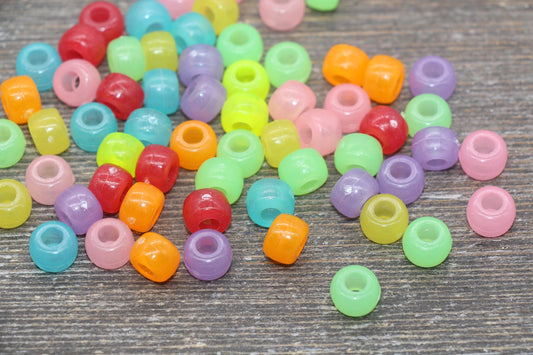 Multicolor Pony Beads, Translucent Pony Beads, Pony Loose Beads, Plastic Bubblegum Beads, Chunky Beads #248