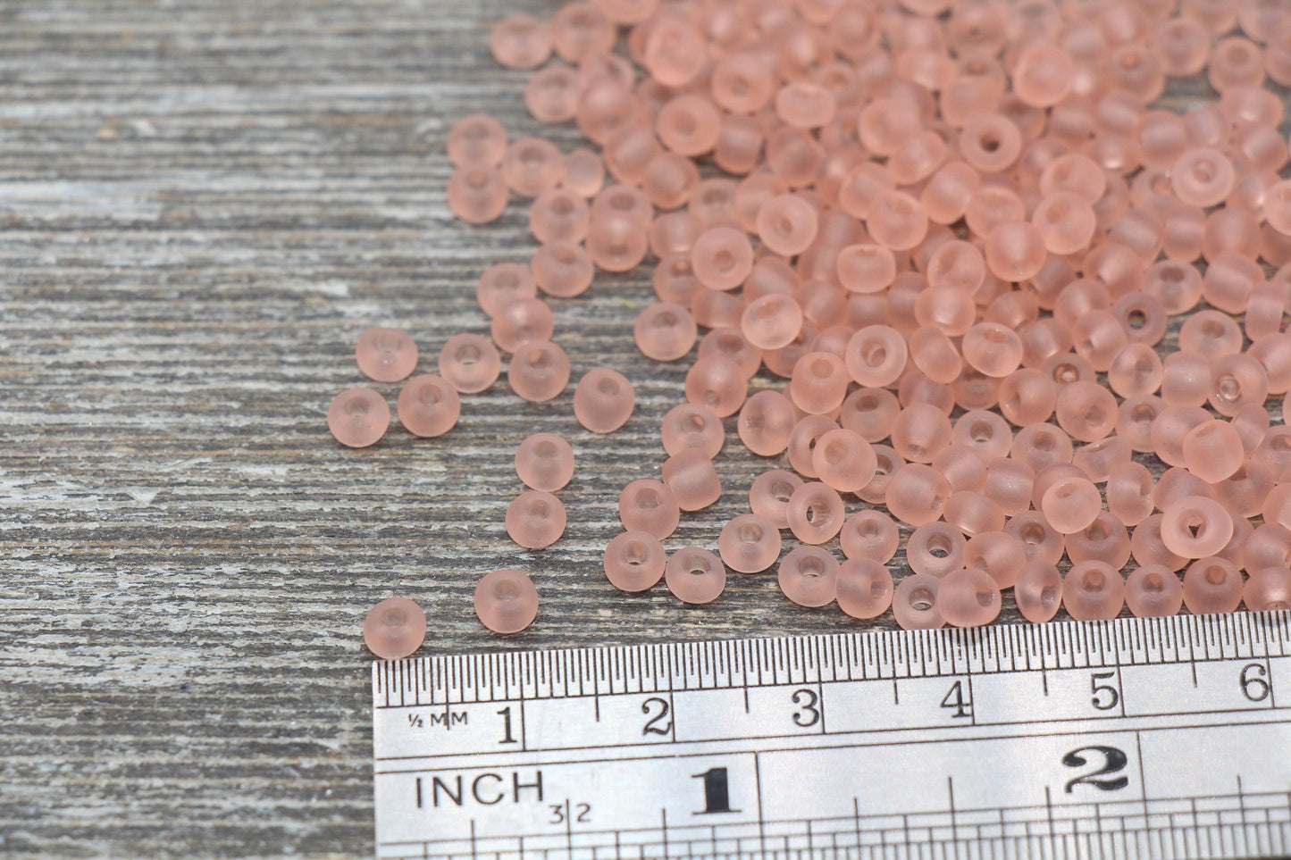 Matte Glass Seed Beads, 4mm 6/0 Glass Round Seed Beads, Matte Peach Trans Seed Beads, Rocailles Beads, Beading Supplies #2334