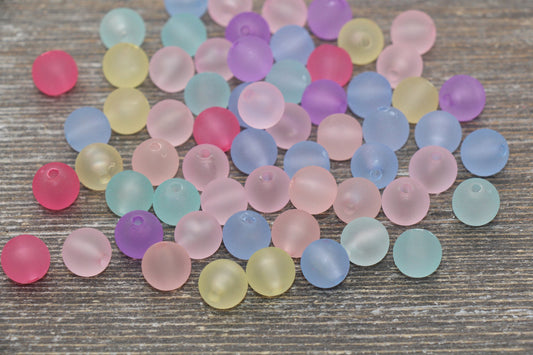 10mm Matte Translucent Multicolored Gumball Beads, Round Acrylic Loose Beads, Frosted Bubblegum Beads, Round Chunky Beads Beads #2343