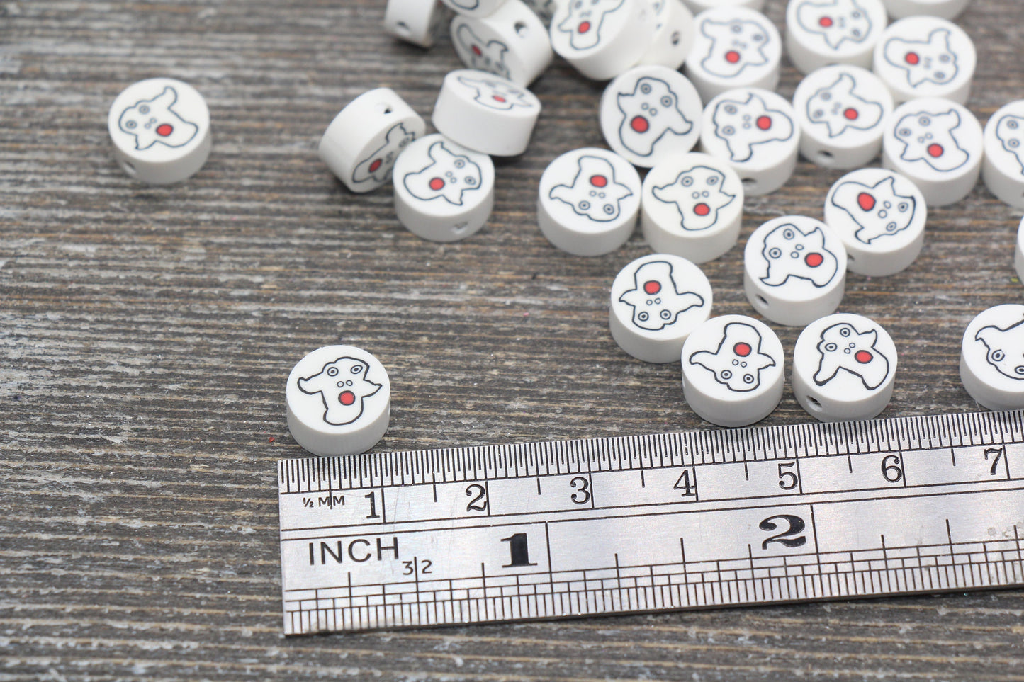 Ghost Polymer Clay Beads, Halloween Ghost Clay Beads, Scary Ghost Beads, Jewelry Beads, Bead for Bracelet #108