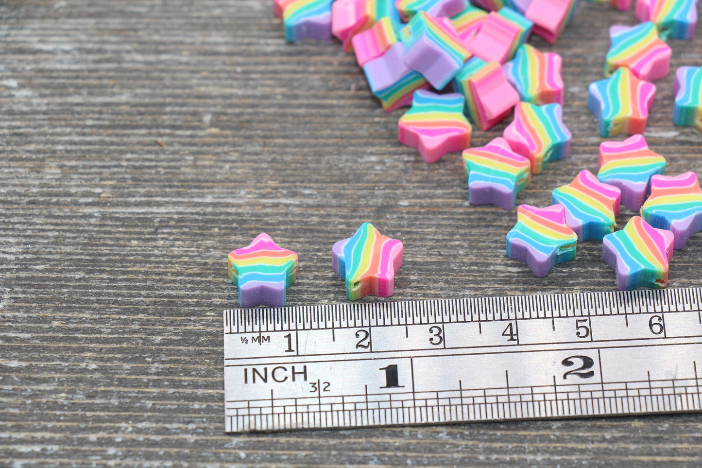 Rainbow Star Polymer Clay Beads, Star Shape Clay Beads, Loose Beads, Jewelry Beads, Beads for Bracelet #113