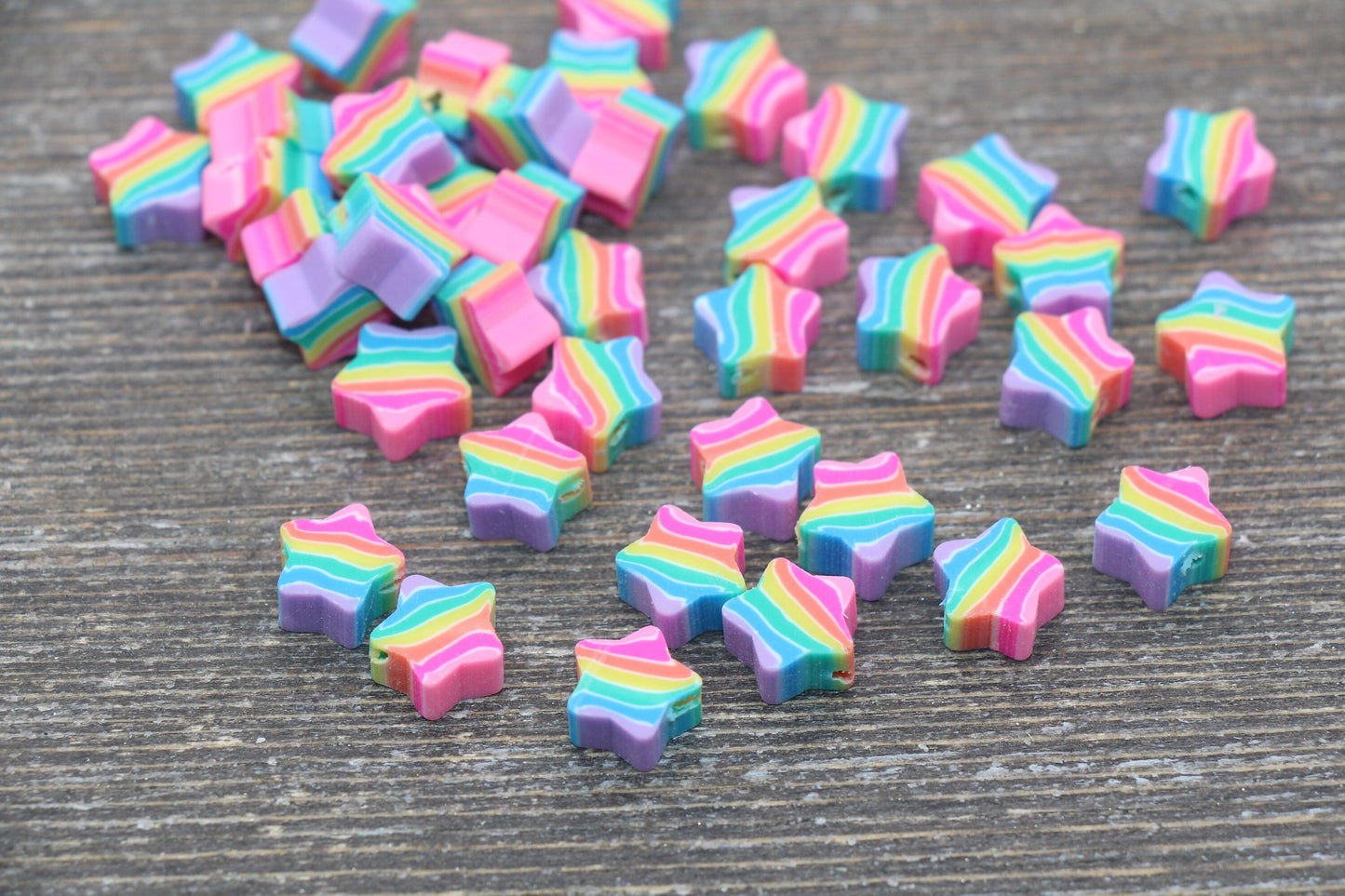 Rainbow Star Polymer Clay Beads, Star Shape Clay Beads, Loose Beads, Jewelry Beads, Beads for Bracelet #113
