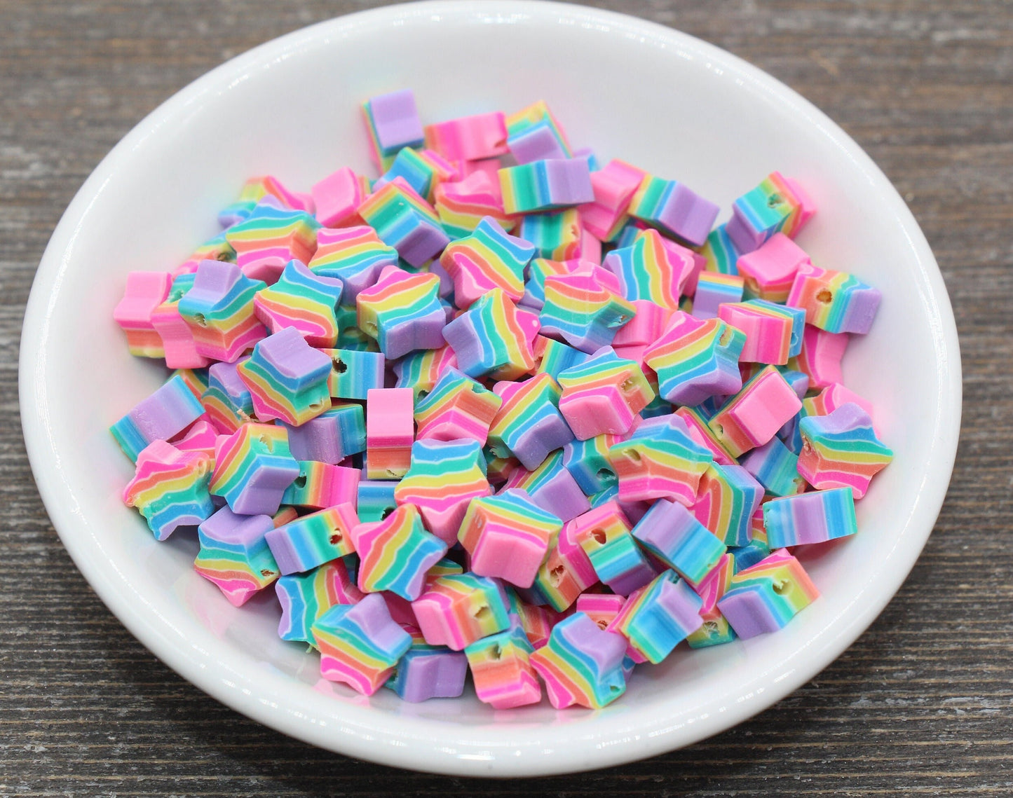 Rainbow Star Polymer Clay Beads, Star Shape Clay Beads, Loose Beads, Jewelry Beads, Beads for Bracelet #113