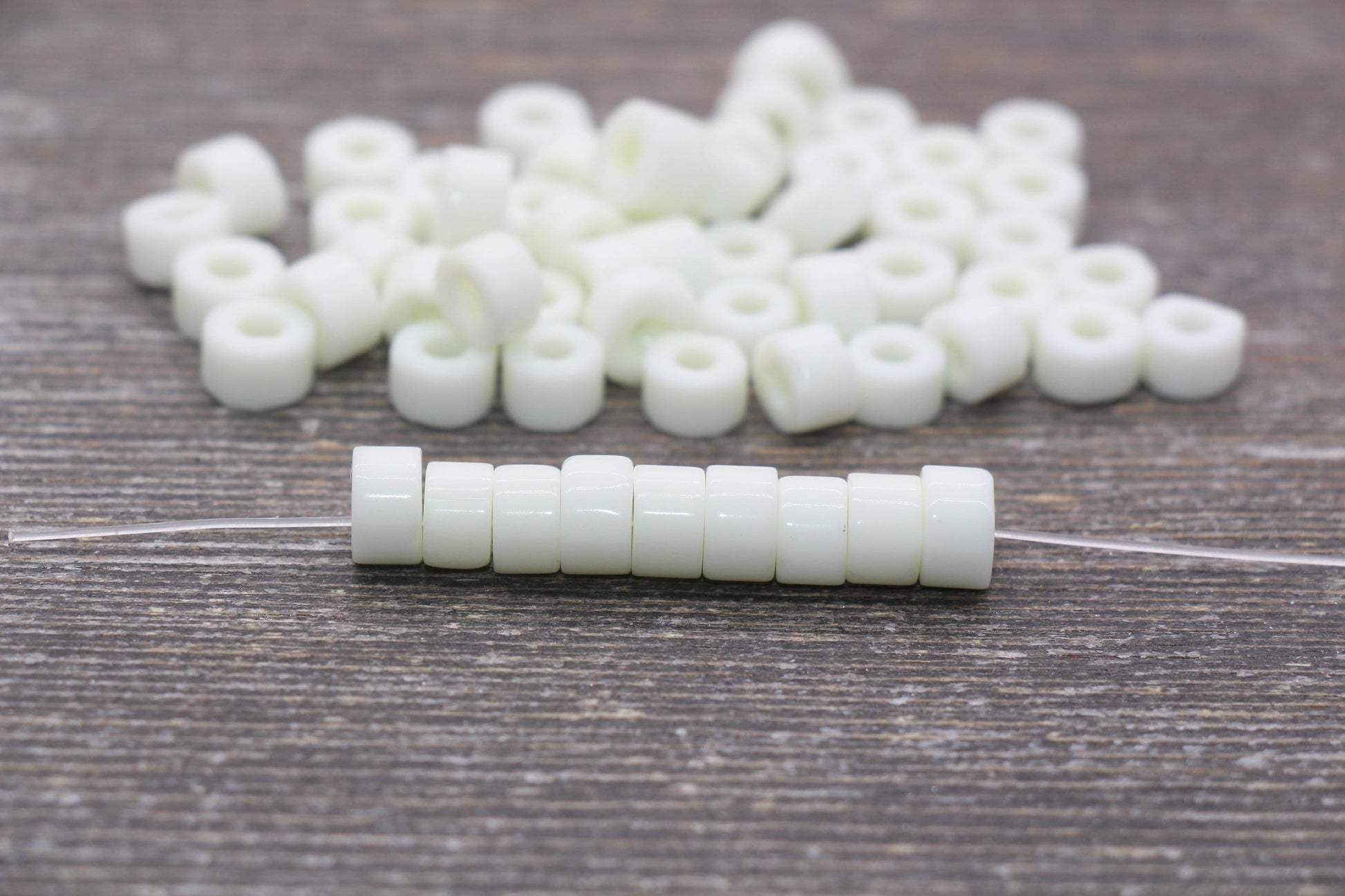 7mm Glass Seed Beads, Off White Glass Beads, Slider Glass Beads, Roller Beads, Bead for Bracelet, Beading Supplies #2351