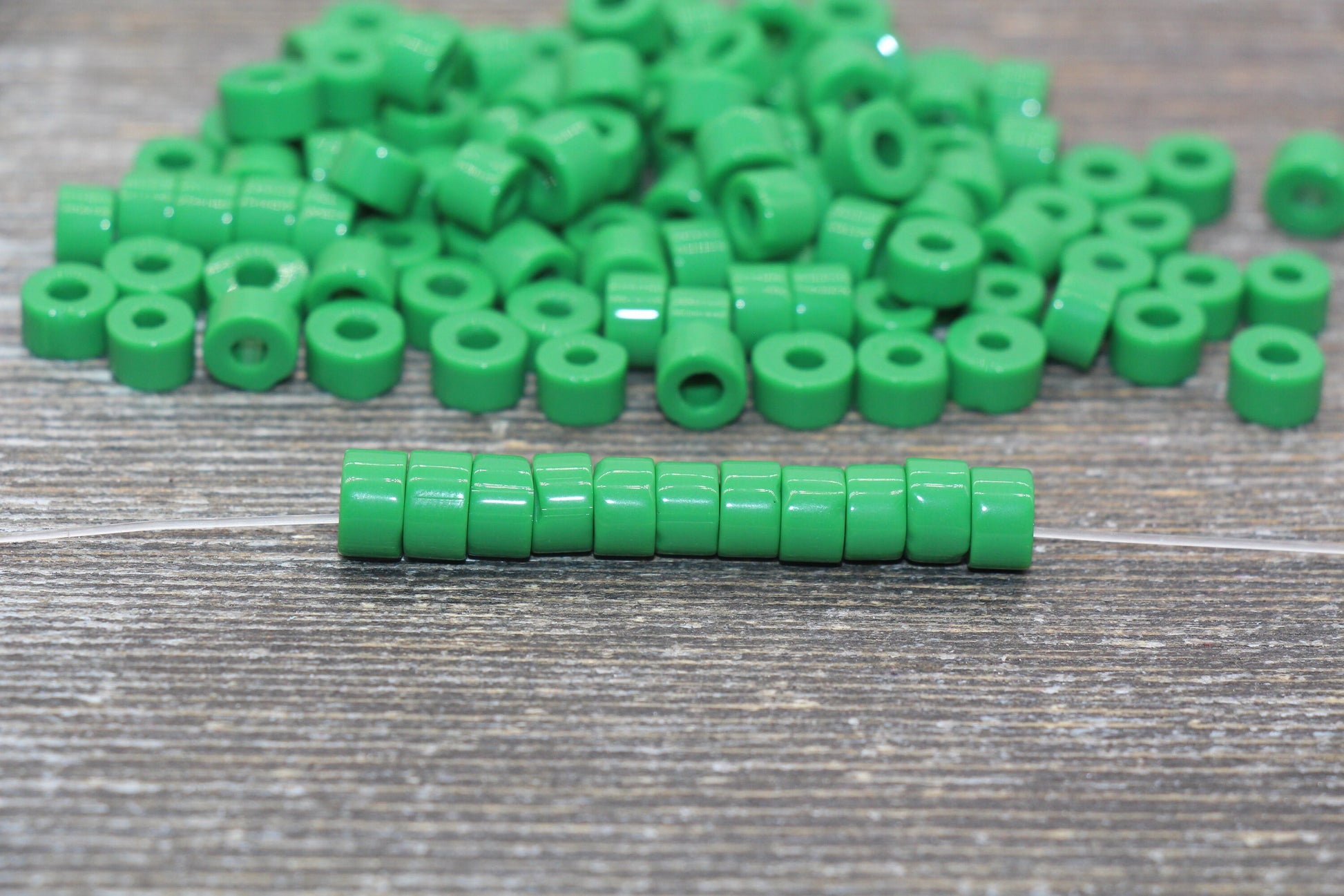 7mm Glass Seed Beads, Green Glass Beads, Slider Glass Beads, Roller Beads, Bead for Bracelet, Beading Supplies #2352