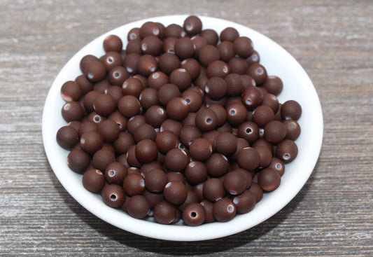 8mm Coffee Brown Gumball Beads, Round Acrylic Loose Beads, Bubblegum Beads, Chunky Beads, Bubble Gum Beads, Soft Plastic Beads #2355