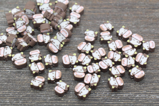 Cow Polymer Clay Beads, Brown Cow Clay Beads, Cow Clay Loose Beads #103