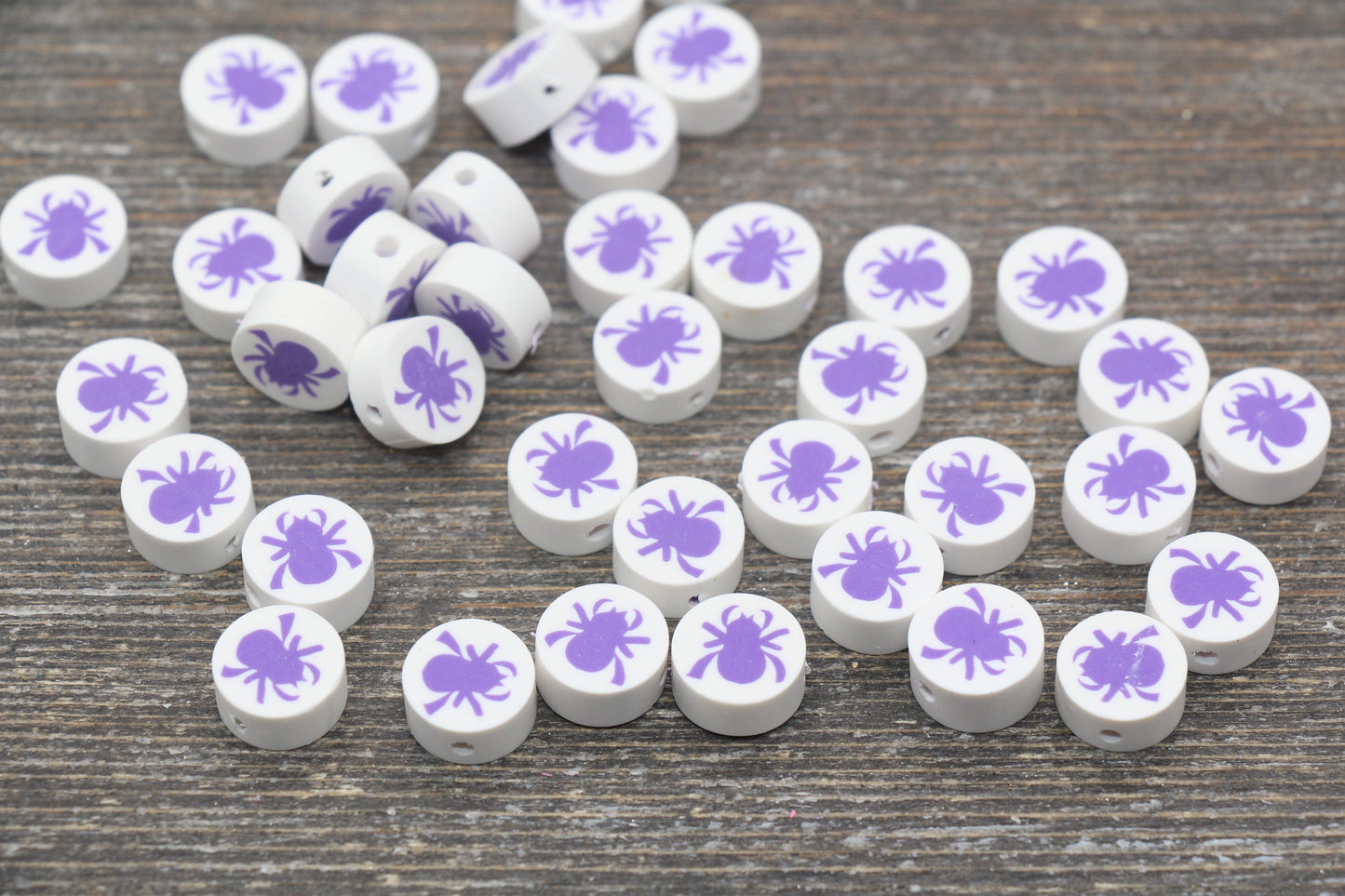Spider Polymer Clay Beads, Halloween Spider Clay Beads, Jewelry Beads, Bead for Bracelet #107