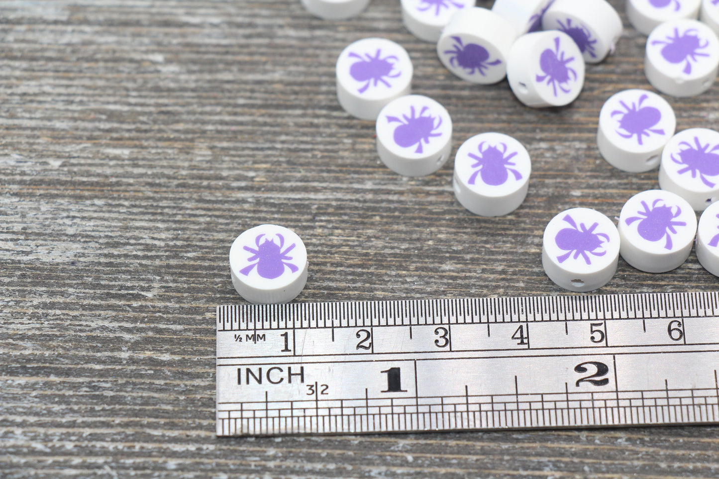 Spider Polymer Clay Beads, Halloween Spider Clay Beads, Jewelry Beads, Bead for Bracelet #107