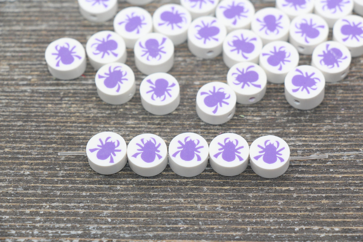 Spider Polymer Clay Beads, Halloween Spider Clay Beads, Jewelry Beads, Bead for Bracelet #107