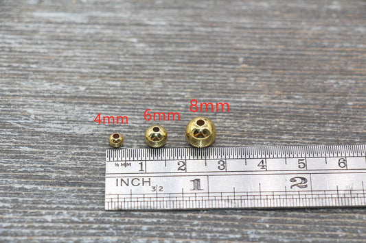 18K Gold Color Spacer Beads, Round Beads, Round Gold Beads, Size 4mm 6mm Gold Beads