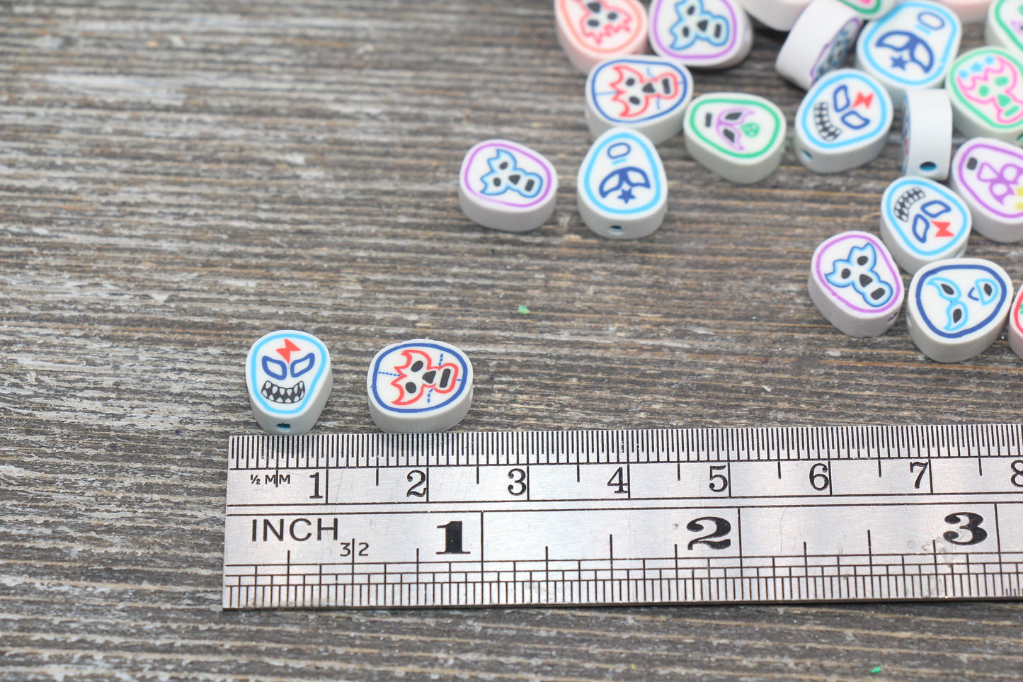 Halloween Ghost Mask Polymer Clay Beads, Halloween Clay Beads, Jewelry Beads, Bead for Bracelet #122