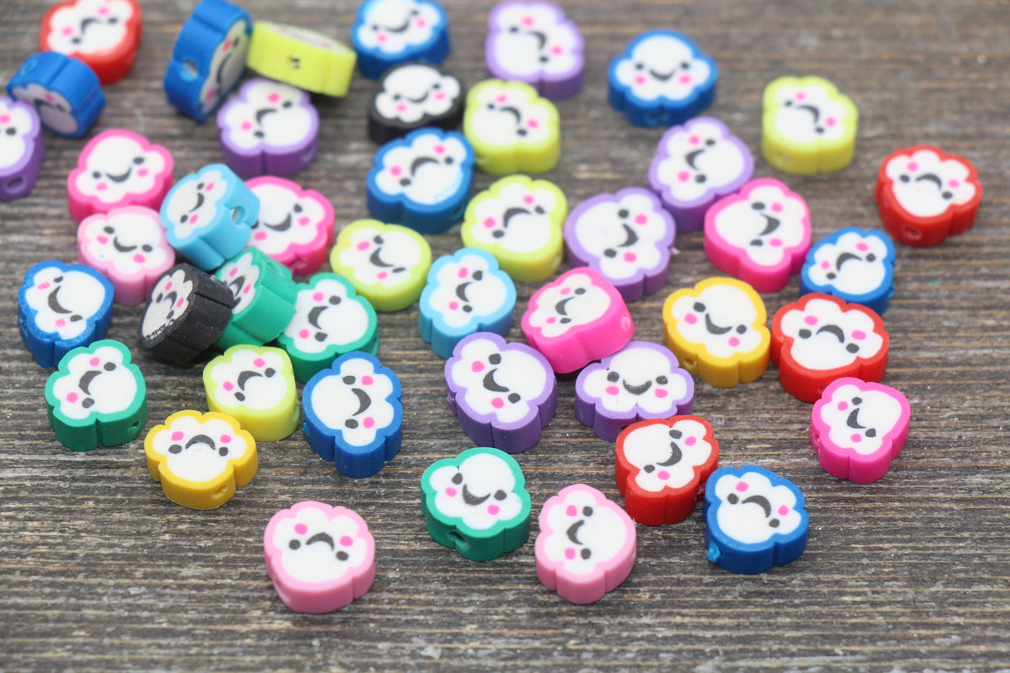 Cloud Polymer Clay Beads, Rainbow Cloud Beads, Cloud Cane Beads, Fimo Cane Beads, Jewelry Beads, Beads for Bracelet #50
