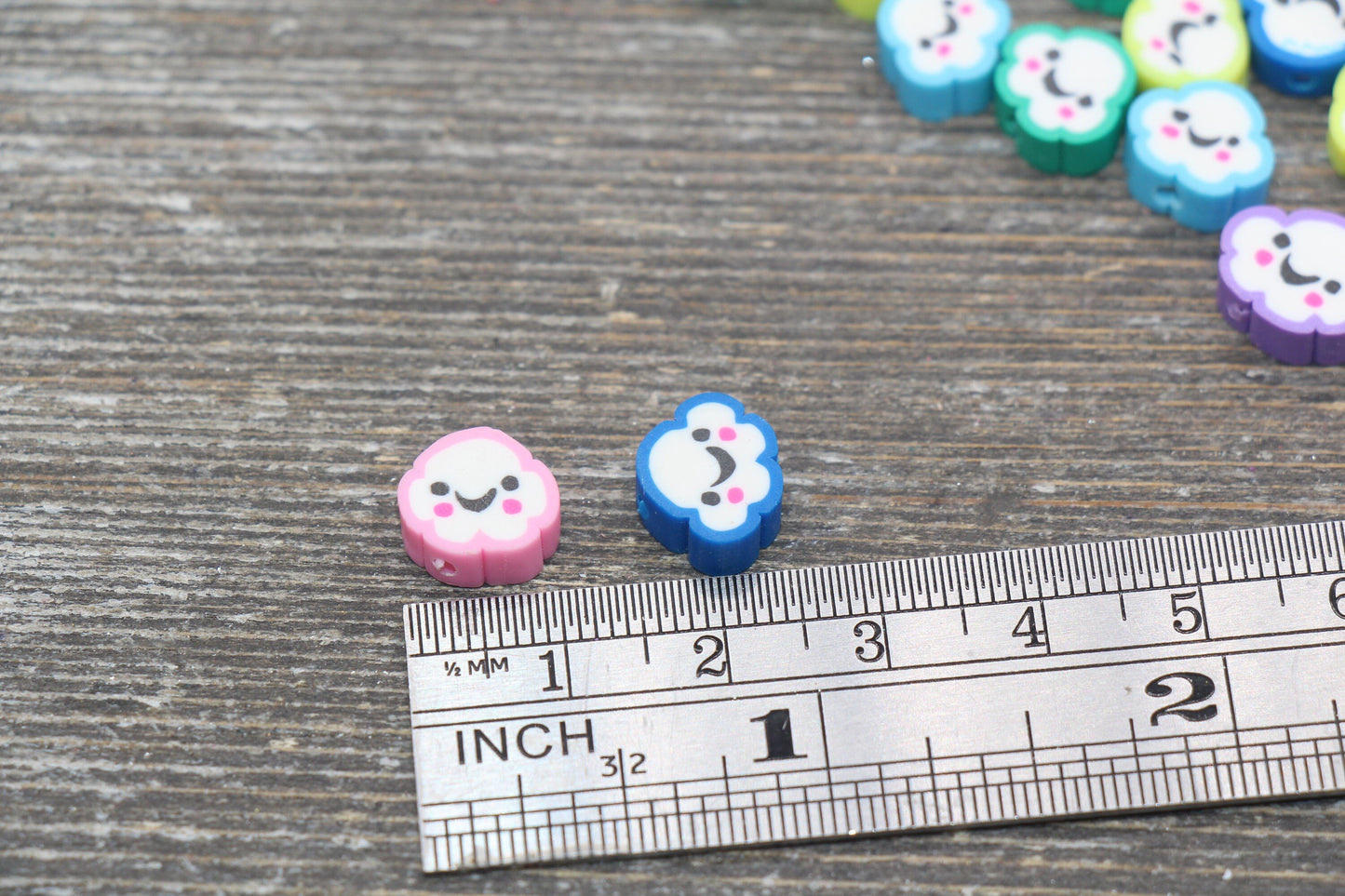 Cloud Polymer Clay Beads, Rainbow Cloud Beads, Cloud Cane Beads, Fimo Cane Beads, Jewelry Beads, Beads for Bracelet #50