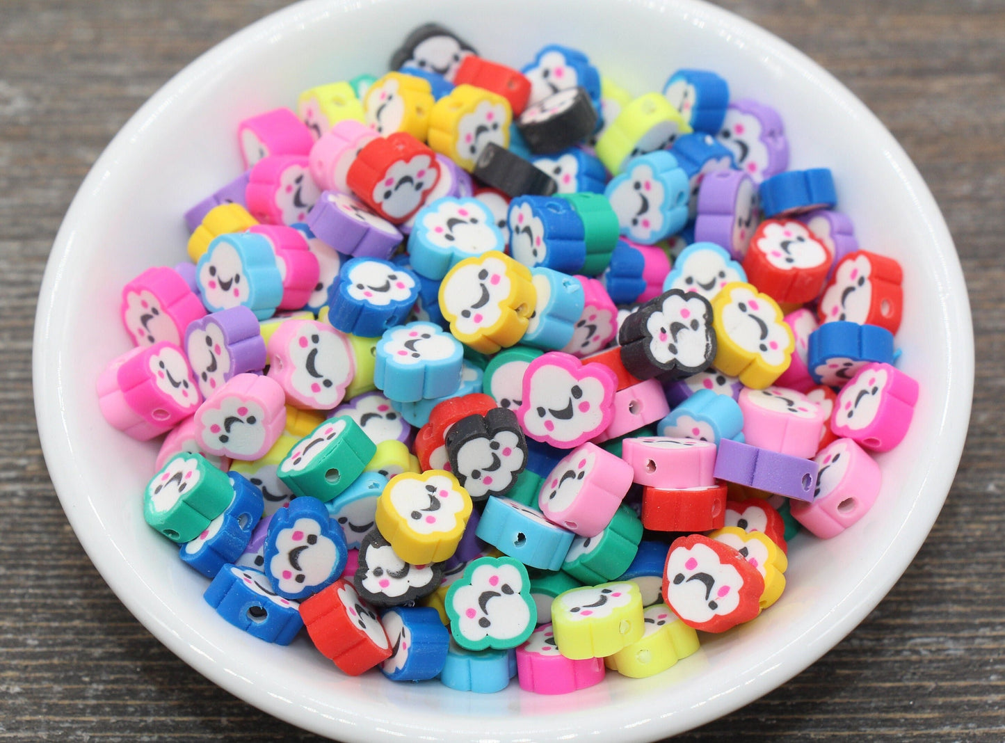 Cloud Polymer Clay Beads, Rainbow Cloud Beads, Cloud Cane Beads, Fimo Cane Beads, Jewelry Beads, Beads for Bracelet #50