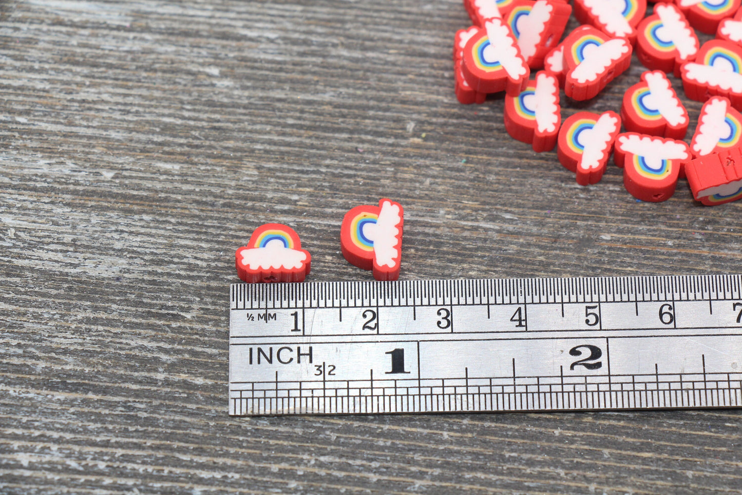 Rainbow and Cloud Polymer Clay Beads, Rainbow Cane Beads, Cloud Cane Beads, Fimo Cane Beads, Jewelry Beads, Beads for Bracelet #130