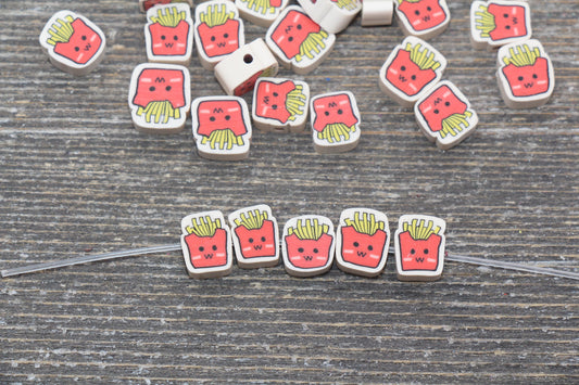 French Fries Polymer Clay Beads, French Fries Cane Beads, Jewelry Beads, Beads for Bracelet #134