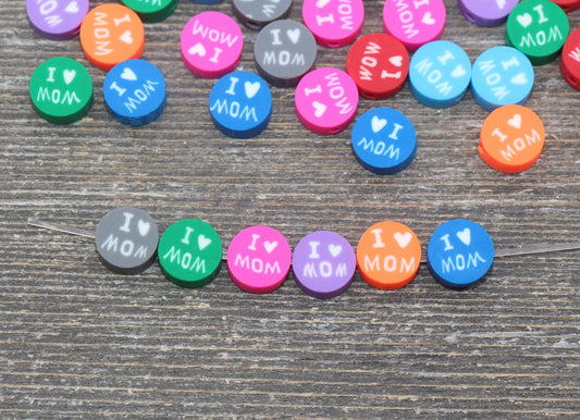 I Love Mom Polymer Clay Beads, Mother's Day Clay Cane Beads, Assorted Beads, Beads for Bracelet, Jewelry Beads #137
