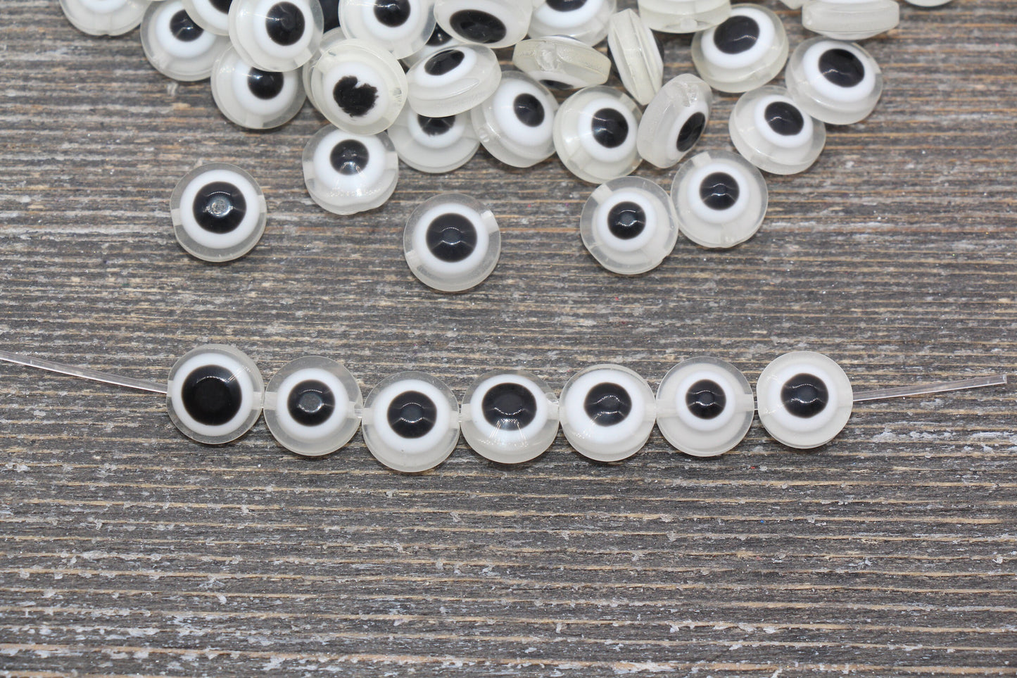 10mm Eyeball Beads, Flat Round Evil Eyeball Beads, Turkish Eye Beads, Greek Eye Beads, Acrylic Eyeball Beads #2369