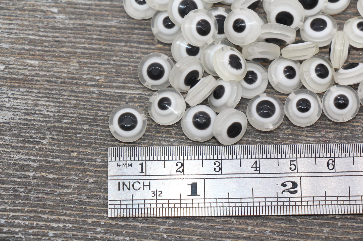 10mm Eyeball Beads, Flat Round Evil Eyeball Beads, Turkish Eye Beads, Greek Eye Beads, Acrylic Eyeball Beads #2369