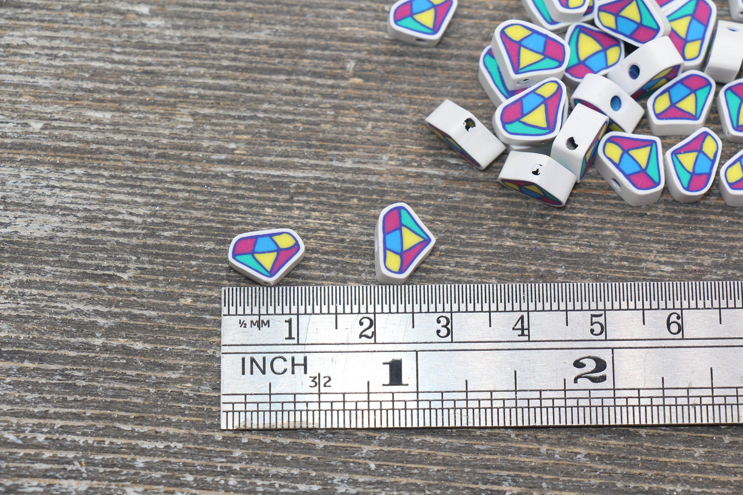 Diamond Polymer Clay Beads, Diamond Cane Beads, Fimo Cane Beads, Jewelry Beads, Beads for Bracelet #147