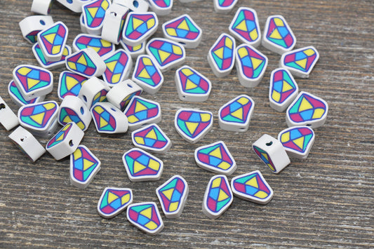 Diamond Polymer Clay Beads, Diamond Cane Beads, Fimo Cane Beads, Jewelry Beads, Beads for Bracelet #147