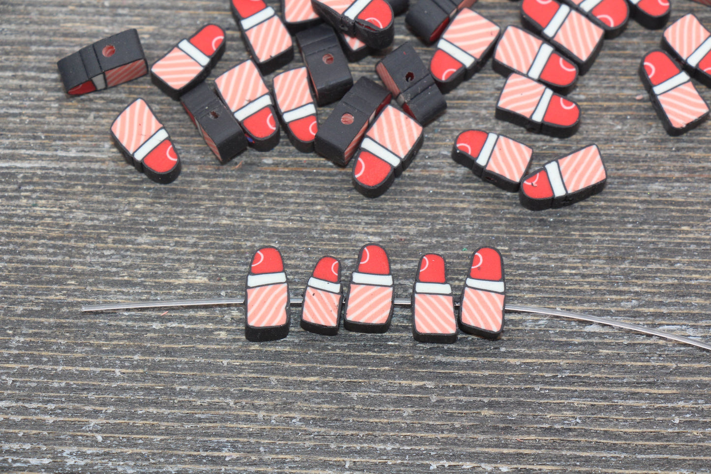 Lipstick Polymer Clay Beads, Kawaii Lipstick Beads, Fimo Cane Beads, Jewelry Beads, Beads for Bracelet #152