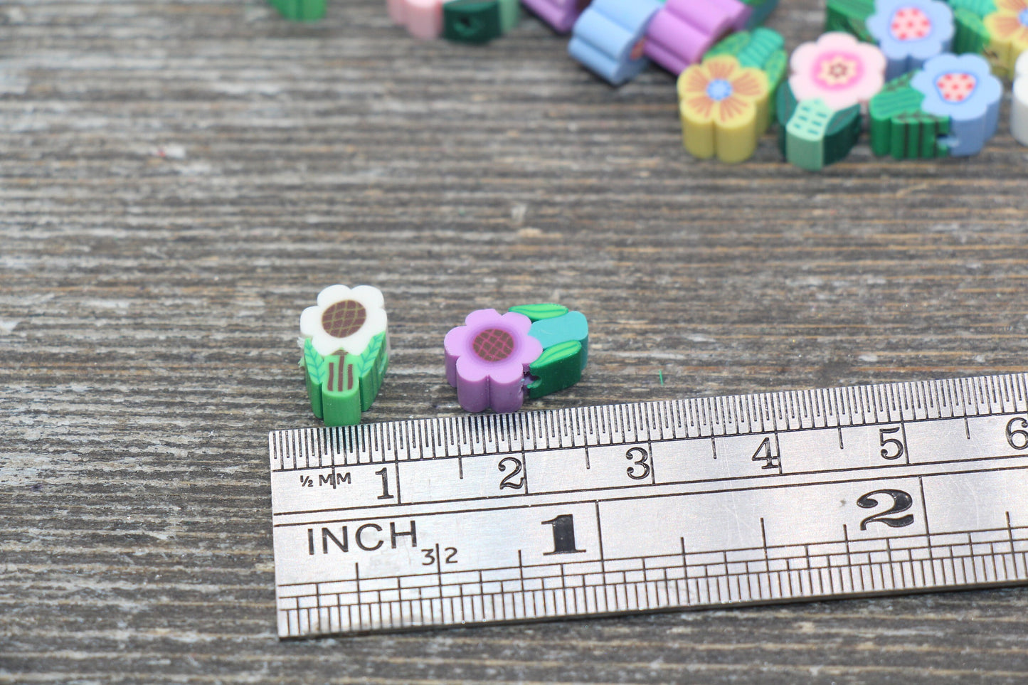 Assorted Flower Polymer Clay Beads, Multicolor Flower Cane Beads, Jewelry Beads, Bead for Bracelet #126