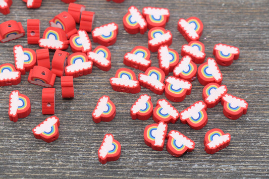 Rainbow and Cloud Polymer Clay Beads, Rainbow Cane Beads, Cloud Cane Beads, Fimo Cane Beads, Jewelry Beads, Beads for Bracelet #130