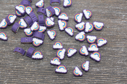 Rainbow and Cloud Polymer Clay Beads, Rainbow Cane Beads, Cloud Cane Beads, Fimo Cane Beads, Jewelry Beads, Beads for Bracelet #131