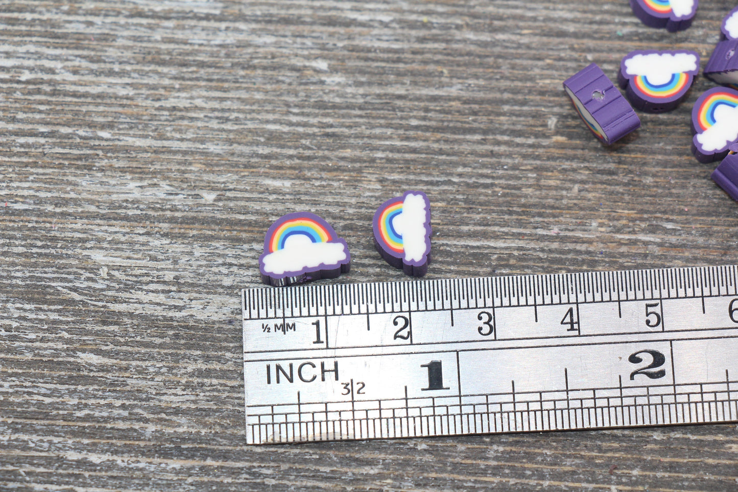 Rainbow and Cloud Polymer Clay Beads, Rainbow Cane Beads, Cloud Cane Beads, Fimo Cane Beads, Jewelry Beads, Beads for Bracelet #131