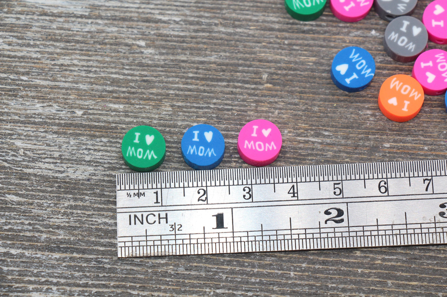 I Love Mom Polymer Clay Beads, Mother's Day Clay Cane Beads, Assorted Beads, Beads for Bracelet, Jewelry Beads #137