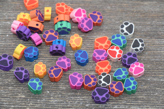 Paw Print Polymer Clay Beads, Dog Paw Beads, Paw Clay Beads, Dog Paw Print Clay Beads, Paw Animal Beads, Jewelry Beads #1