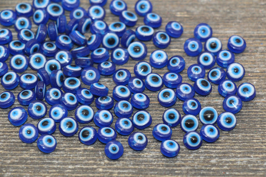 6mm Blue Eyeball Beads, Round Evil Eyeball Beads, Turkish Eye Beads, Greek Eye Beads, Acrylic Eyeball Beads #2356