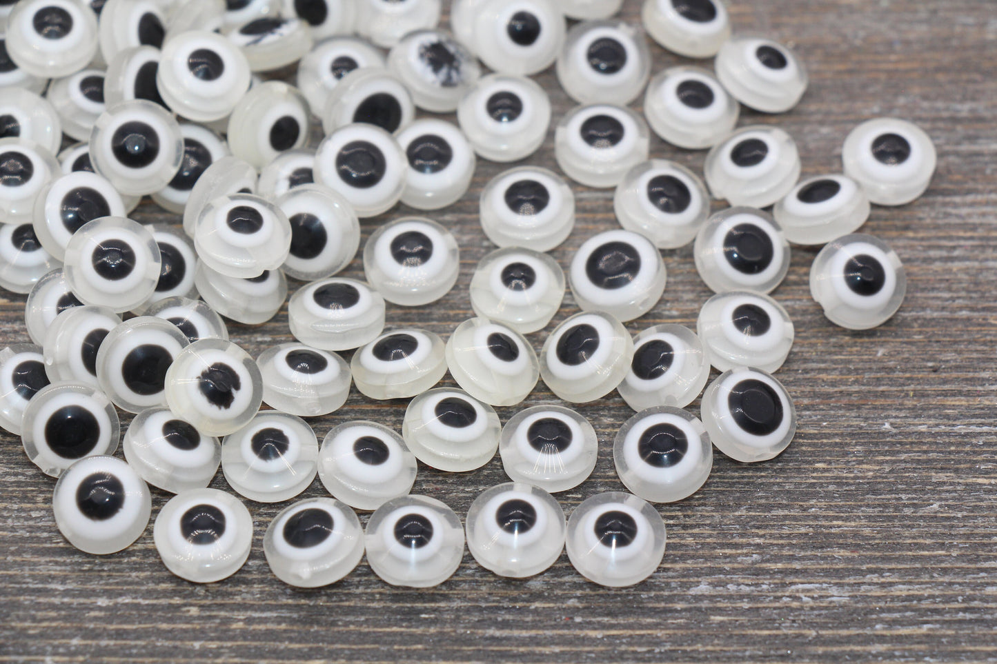10mm Eyeball Beads, Flat Round Evil Eyeball Beads, Turkish Eye Beads, Greek Eye Beads, Acrylic Eyeball Beads #2369