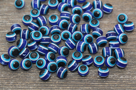 8mm Eyeball Beads, Royal Blue Evil Eye Beads, Round Evil Eyeball Beads, Turkish Eye Beads, Greek Eye Beads, Acrylic Eyeball Beads #2379