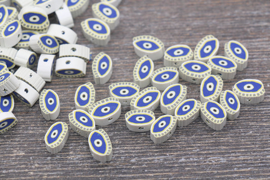 Evil Eye Polymer Clay Beads, Blue Evil Eye Fimo Cane Beads, Evil Eye Beads, Blue Evil Eye Slice Beads #159