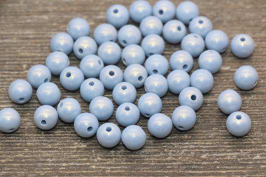 8mm Blue Shimmer Gumball Beads, Round Acrylic Loose Beads, Bubblegum Beads, Chunky Beads, Smooth Round Plastic Beads #1585
