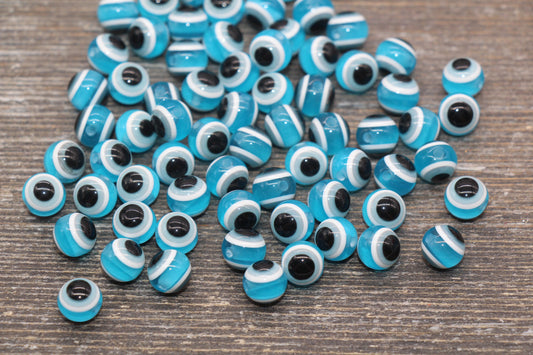 8mm Blue Eyeball Beads, Evil Eye Beads, Chunky Round Evil Eye Beads, Turkish Eye Beads, Greek Eye Beads, Acrylic Eyeball Beads #2396