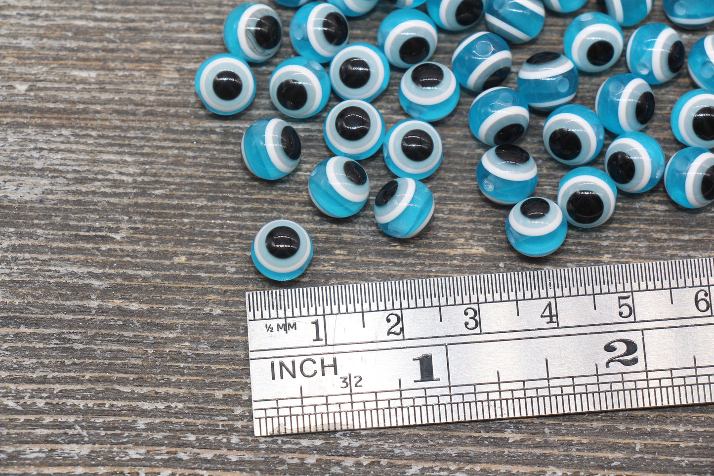 8mm Blue Eyeball Beads, Evil Eye Beads, Chunky Round Evil Eye Beads, Turkish Eye Beads, Greek Eye Beads, Acrylic Eyeball Beads #2396